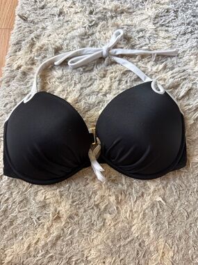 Victoria's Secret Black and White Halter Bikini Top